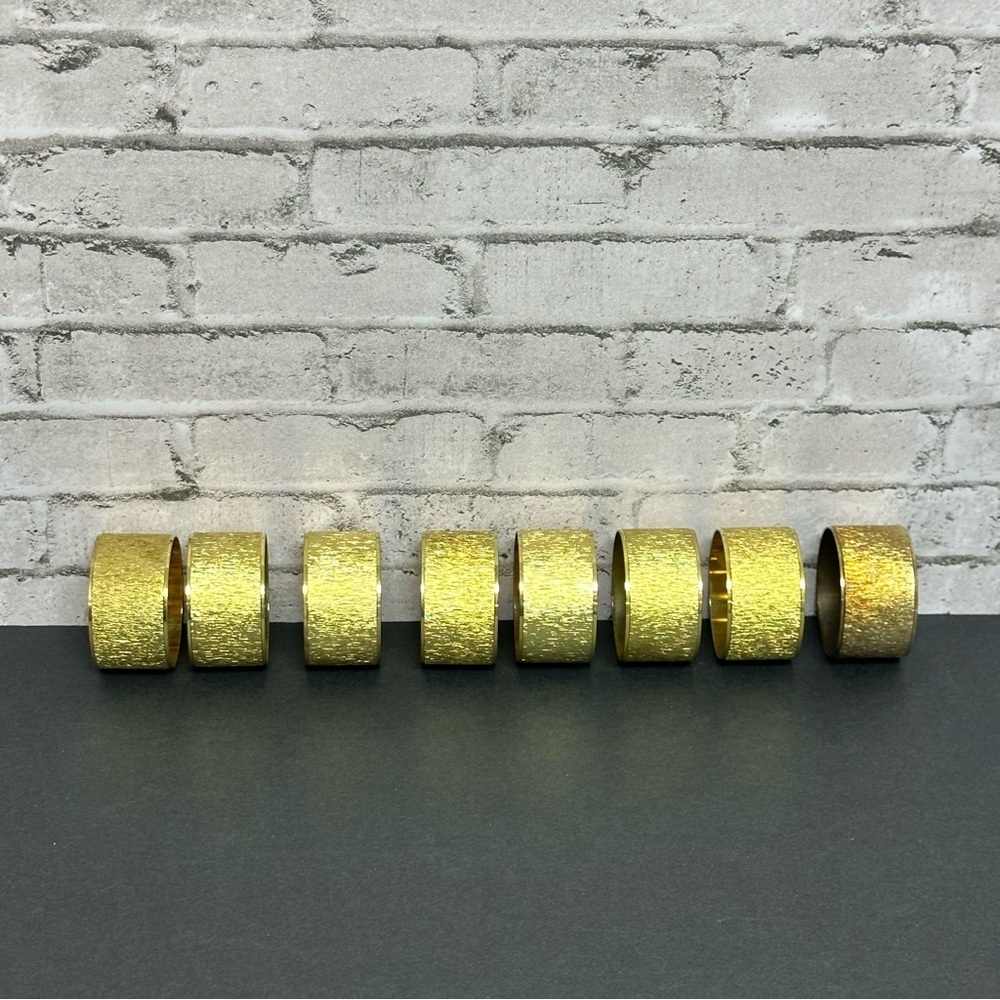 Aukey Gold Toned Napkin Rings Shiny Set of 8
